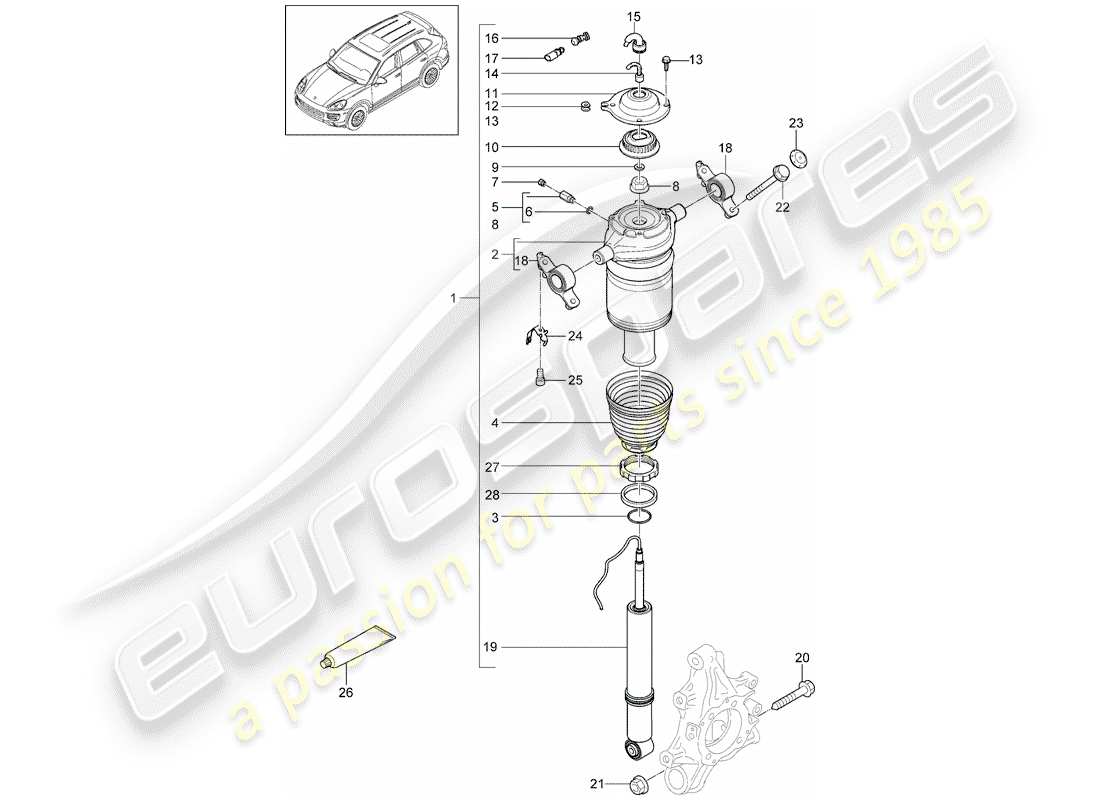 porsche 2013 (cayenne e2 92a) schema delle parti sospensione