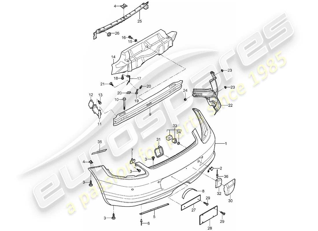 porsche 2006 (987 boxster) paraurti diagramma delle parti