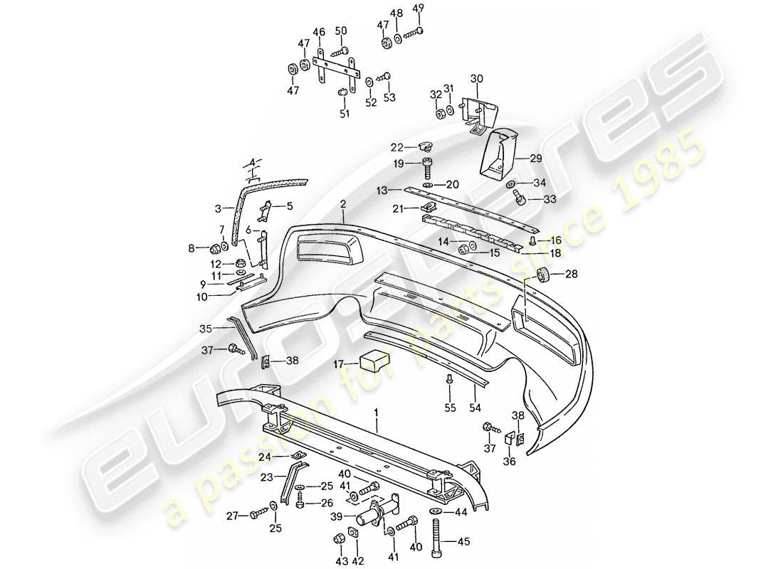 porsche 1990 (928) paraurti diagramma delle parti