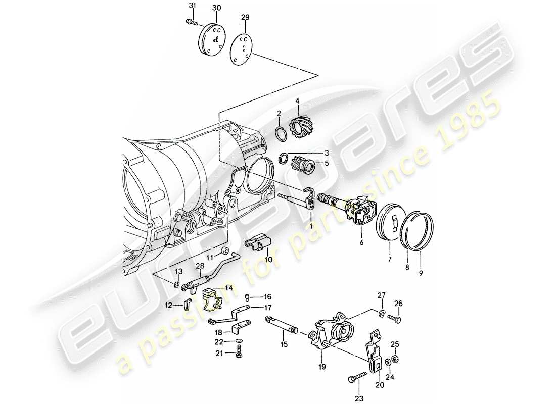 porsche 1993 (928) cambio automatico - scatola della trasmissione - parti di installazione schema delle parti