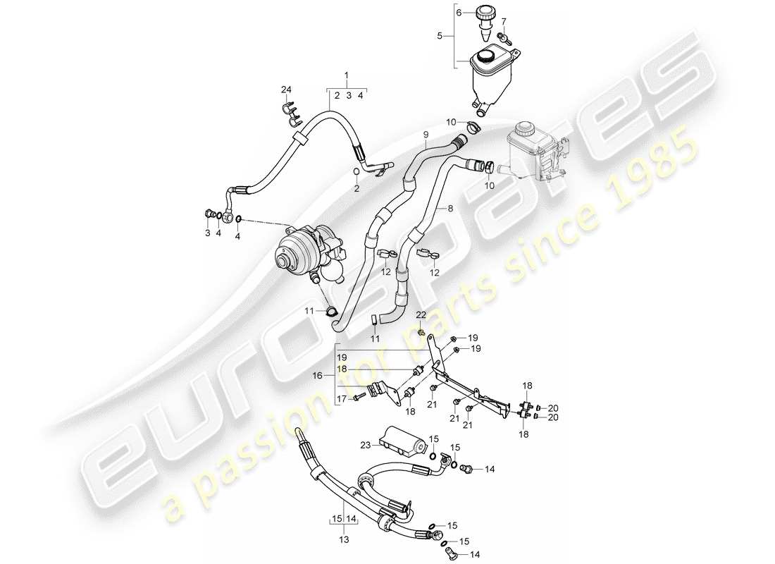 porsche 2007 (cayenne e1 9pa) servosterzo diagramma delle parti