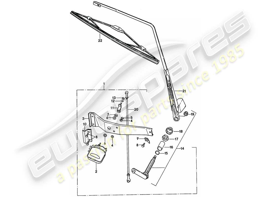 porsche 1977 (911) tergicristallo posteriore - d - mj 1976>> schema delle parti