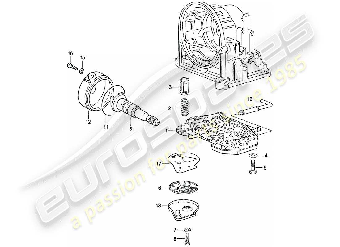 porsche 1990 (944) corpo valvola - filtro olio - regolatore - per - cambio automatico - d >> - mj 1989 schema delle parti