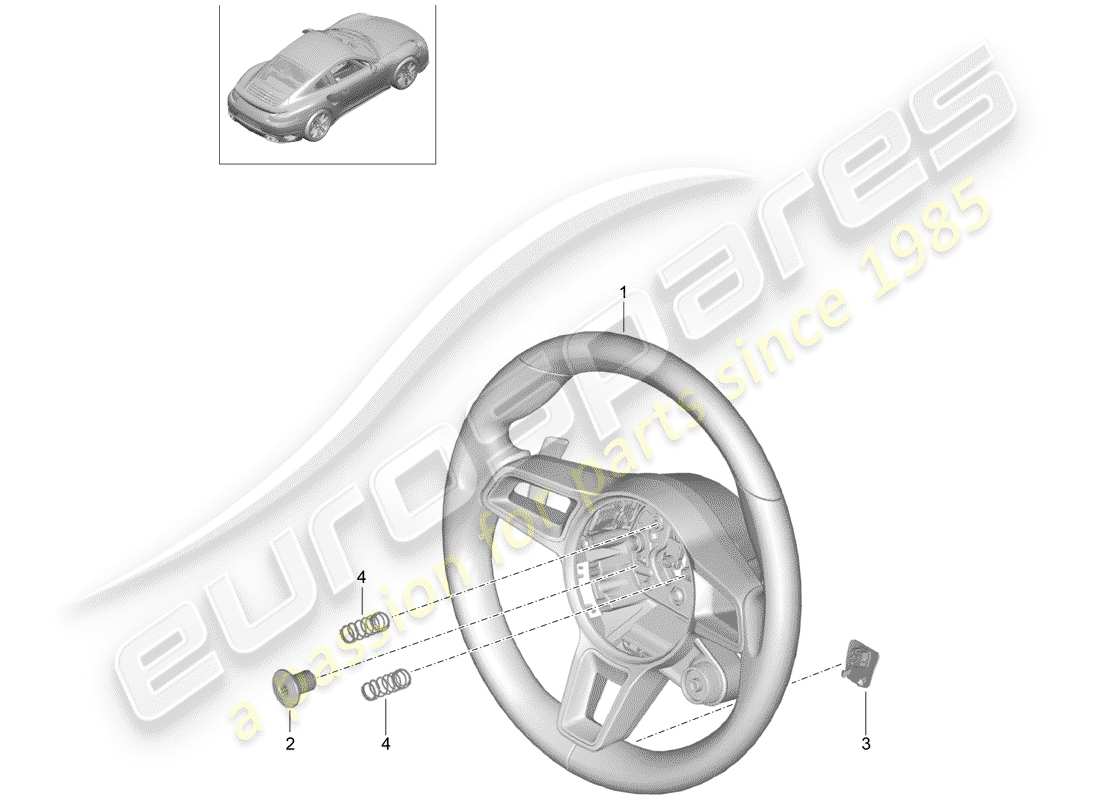 porsche 2016 (991-1 turbo) volante diagramma delle parti