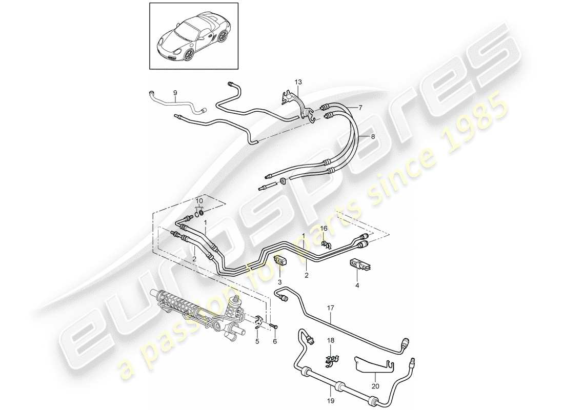 porsche 2010 (987 boxster) servosterzo diagramma delle parti