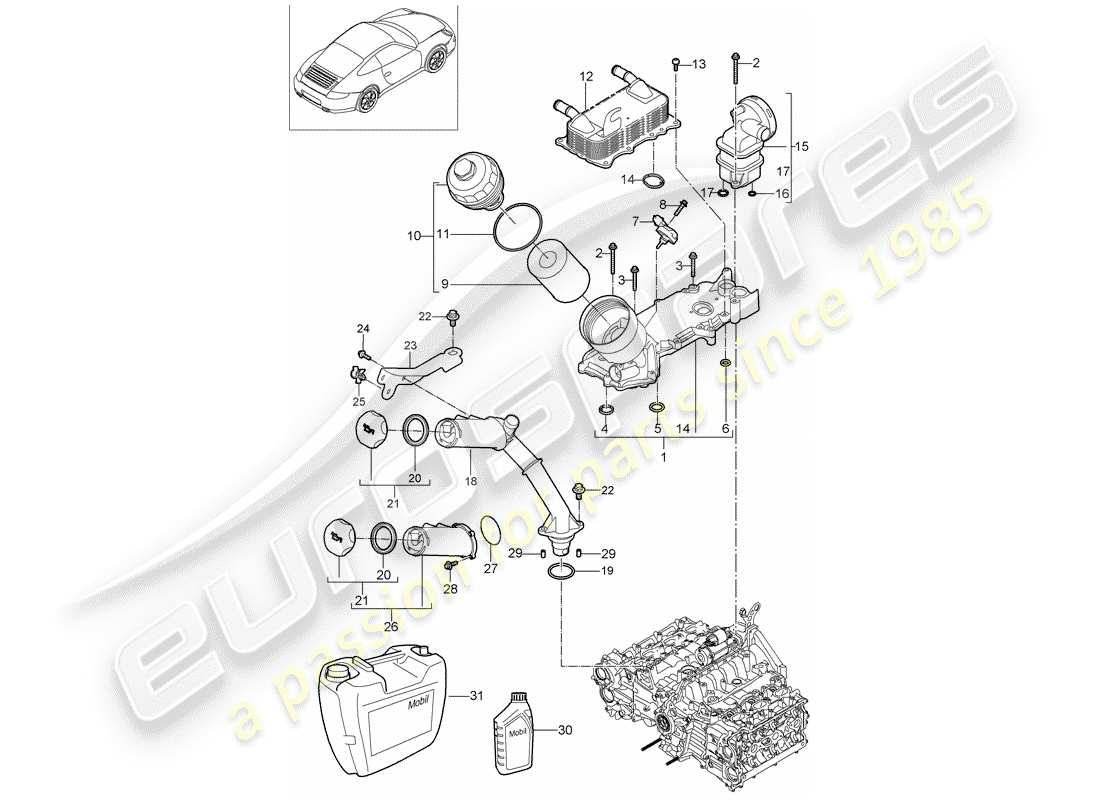 porsche 997 gen. 2 (2011) diagramma delle parti di lubrificazione del motore