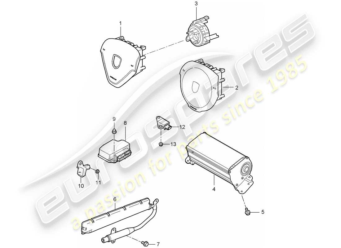 porsche 2005 (987 boxster) airbag diagramma delle parti