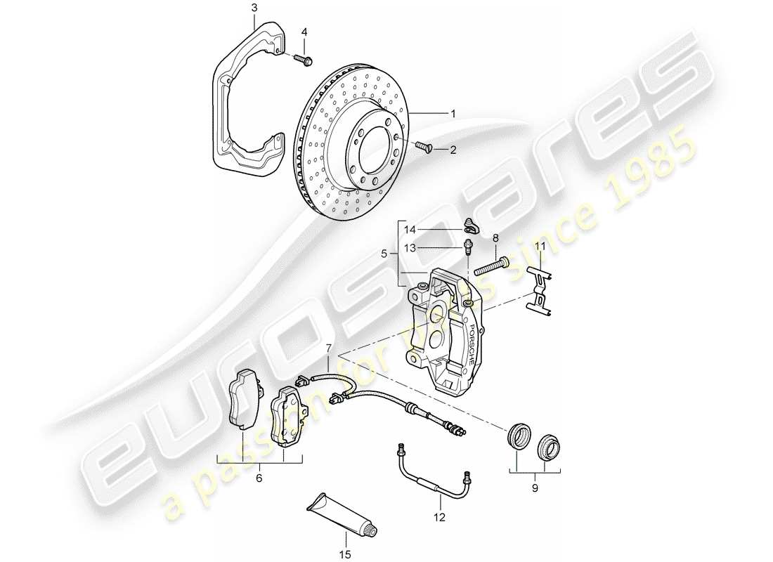 porsche 2009 997-2 turbo / gt2 schema delle parti freni a disco