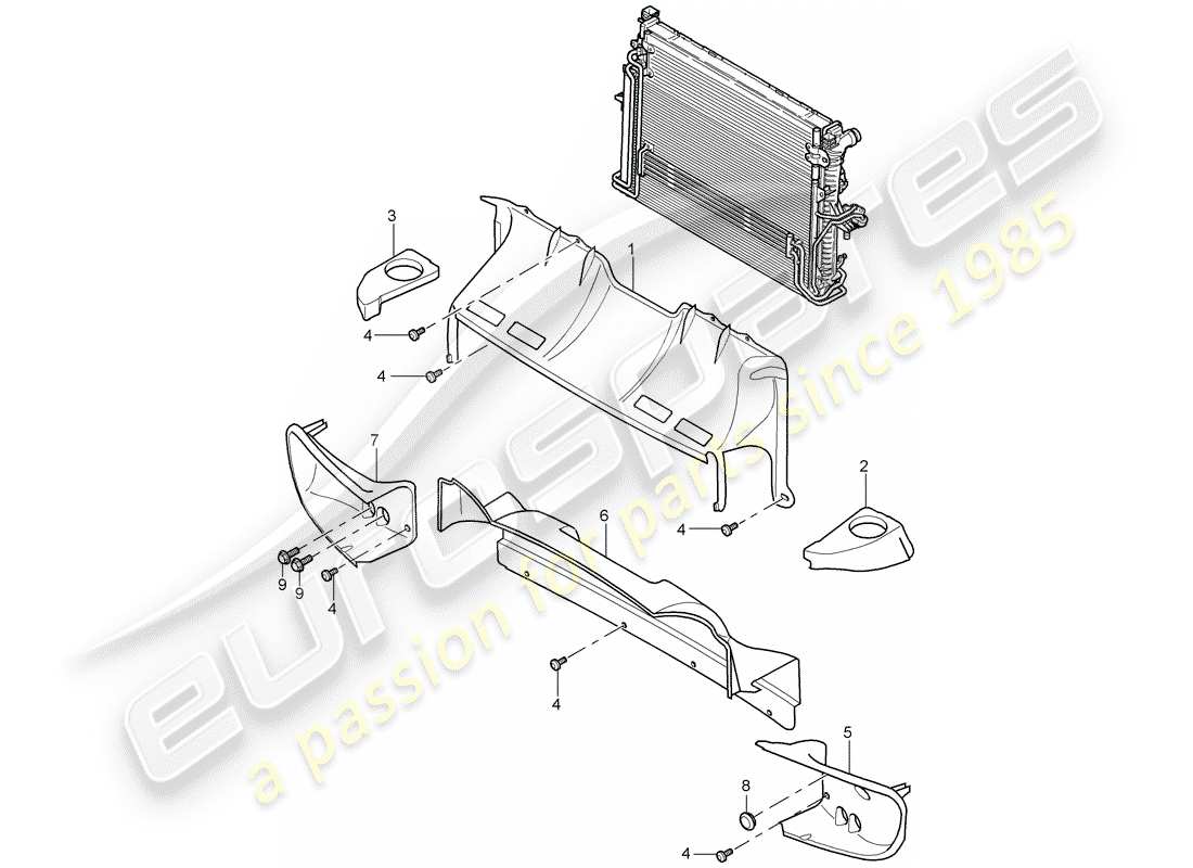 porsche 2005 (cayenne e1 9pa) diagramma delle parti del condotto dell'aria