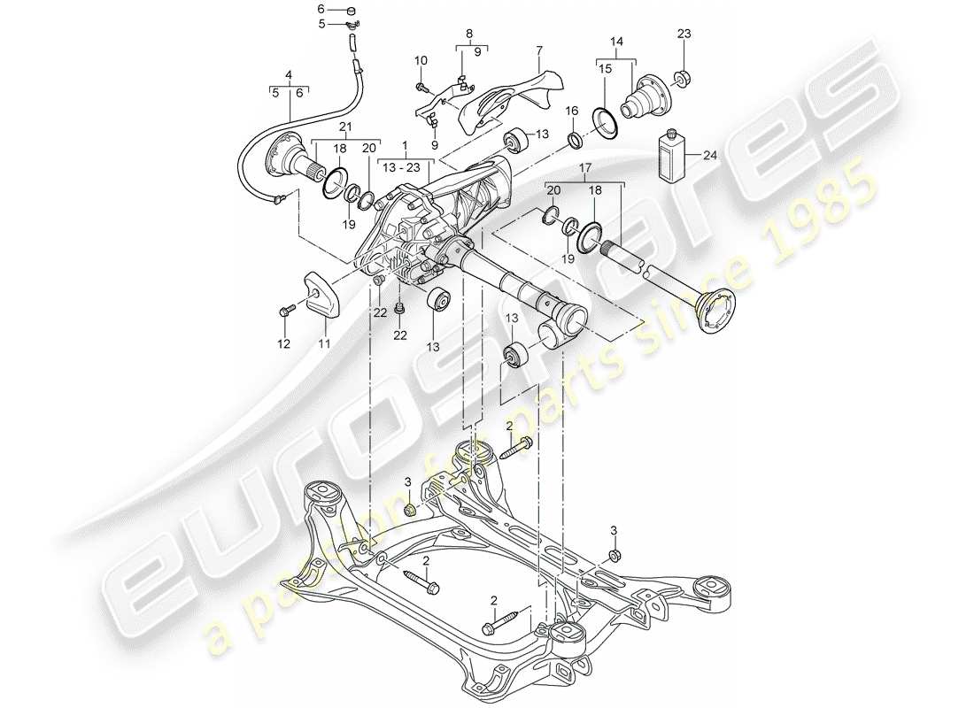 porsche 2005 (cayenne e1 9pa) differenziale assale anteriore schema delle parti