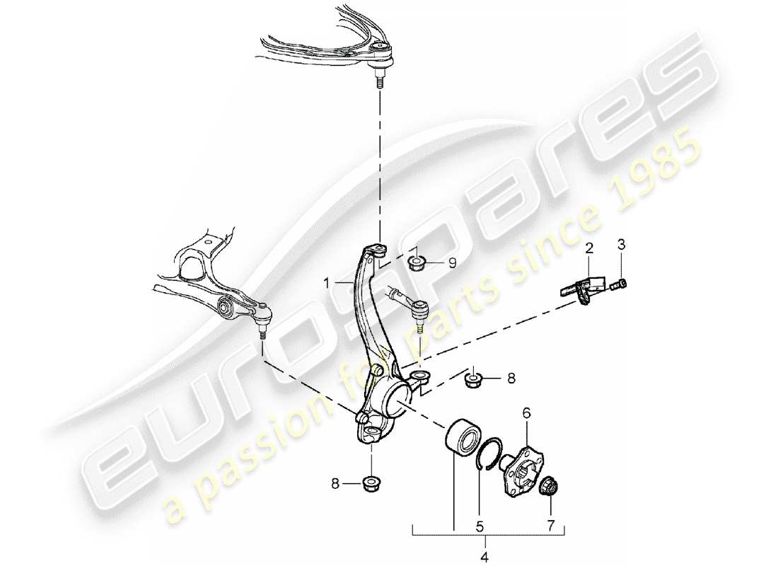 porsche 2004 (cayenne e1 9pa) cuscinetto del perno diagramma delle parti