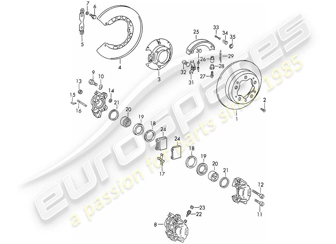 porsche 1966 (911/912) freni a disco - d - mj 1969>> - mj 1969 diagramma delle parti
