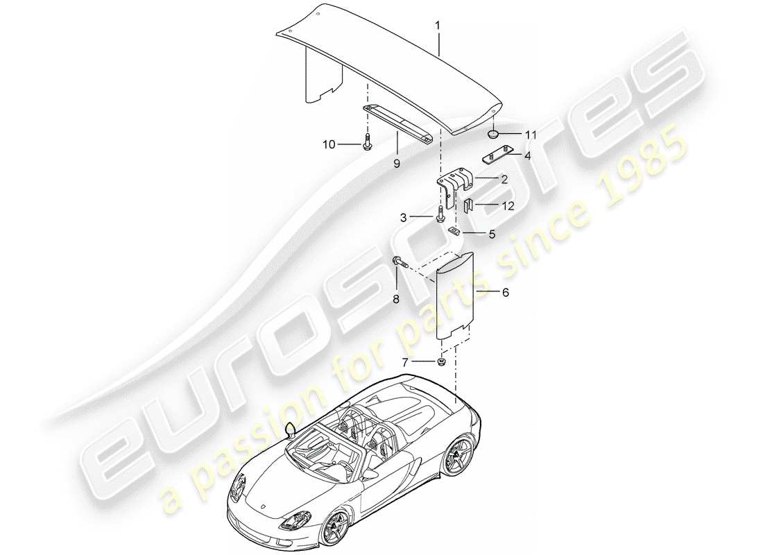 porsche 2005 (carrera gt) schema delle parti spoiler posteriore