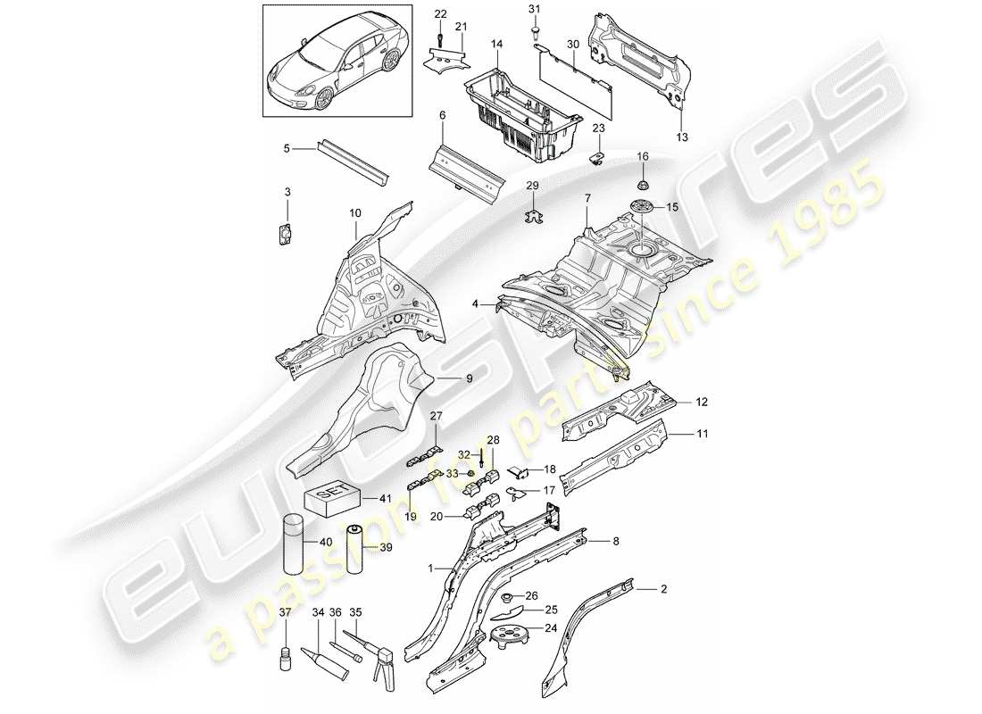 porsche 2015 (panamera 970) schema delle parti estremità posteriore