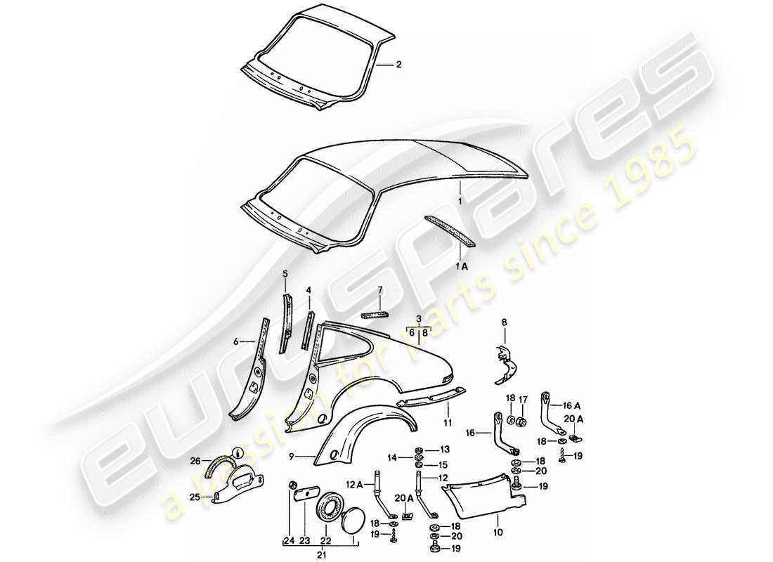 porsche 1985 (911) pannellatura esterna - da montare utilizzare materiale d'officina - utilizzare anche: schema delle parti