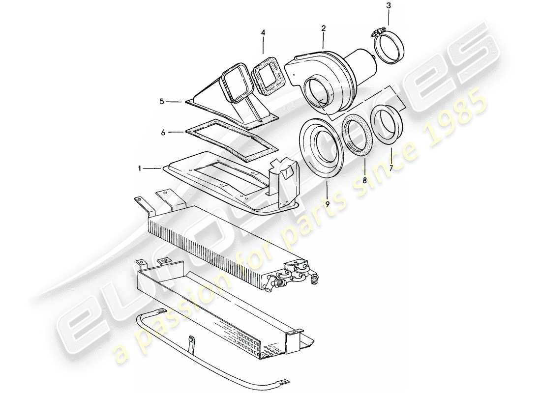 porsche 1985 (911) diagramma delle parti della ventola