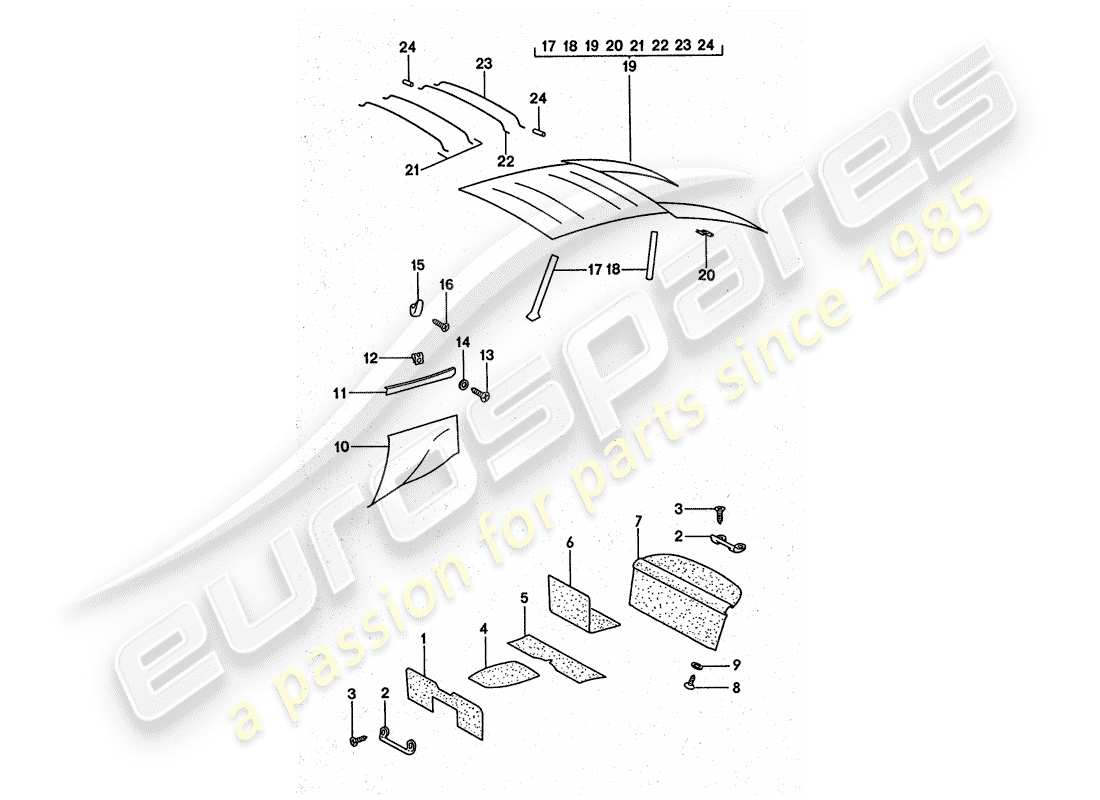porsche 1976 (911 turbo) liner diagramma delle parti