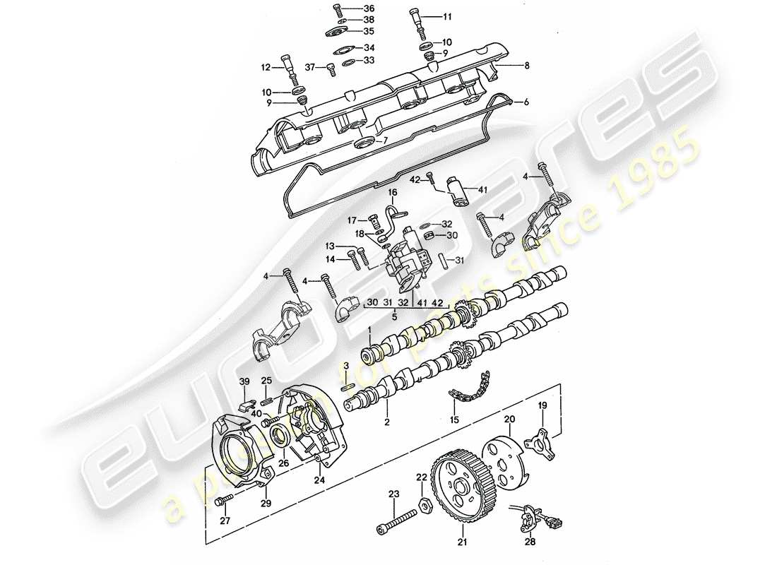 porsche 1994 (968) albero a camme diagramma delle parti