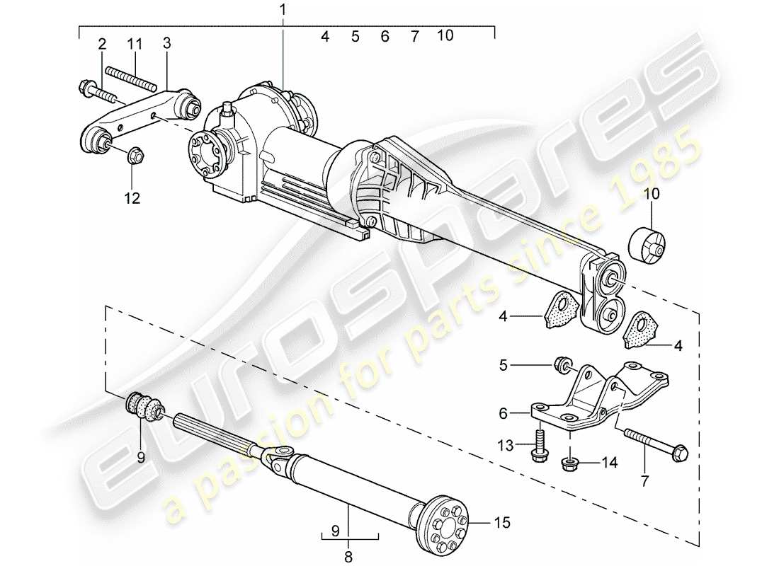 porsche 2000 (996) differenziale assale anteriore - albero elica - d - mj 1999>> schema delle parti