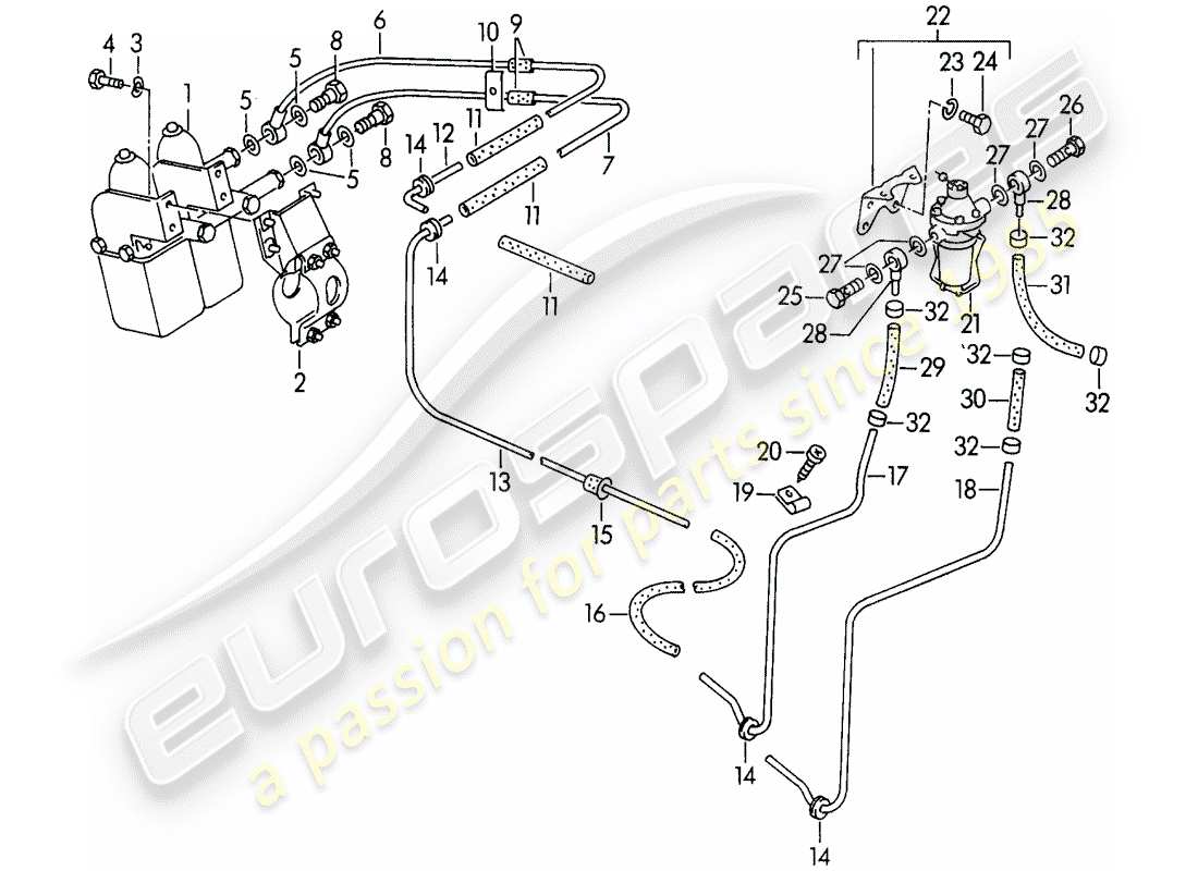 porsche 1954 (356/356a) pompa carburante - -autopulse 500- - elettrica - con: - linea carburante schema delle parti