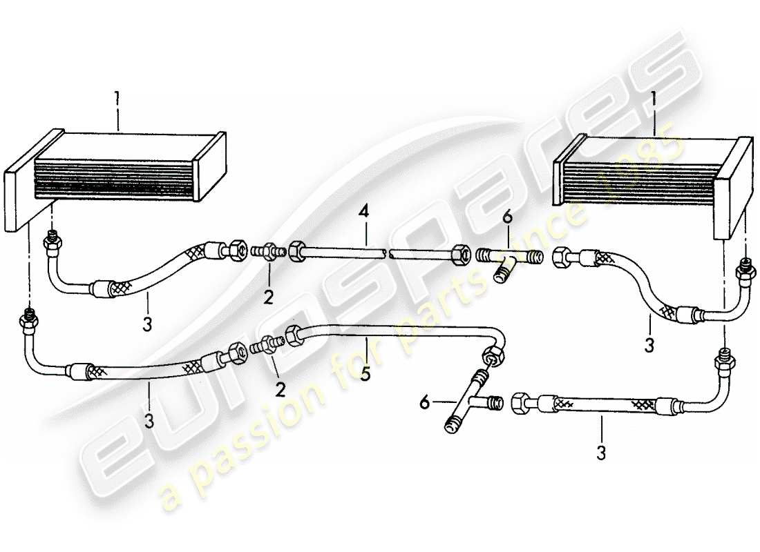 porsche 1959 (356/356a) lubrificazione motore - radiatore olio diagramma delle parti