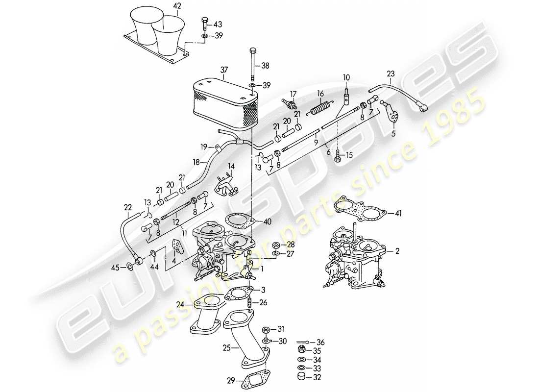 porsche 1959 (356/356a) carburatore - solex 40 p ii - solex 40 p ii-4 - e - linea di alimentazione carburante - m 90 501 >> 91 000 schema delle parti