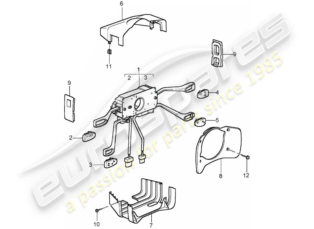 porsche 2001 (996 gt3) interruttore piantone sterzo diagramma delle parti