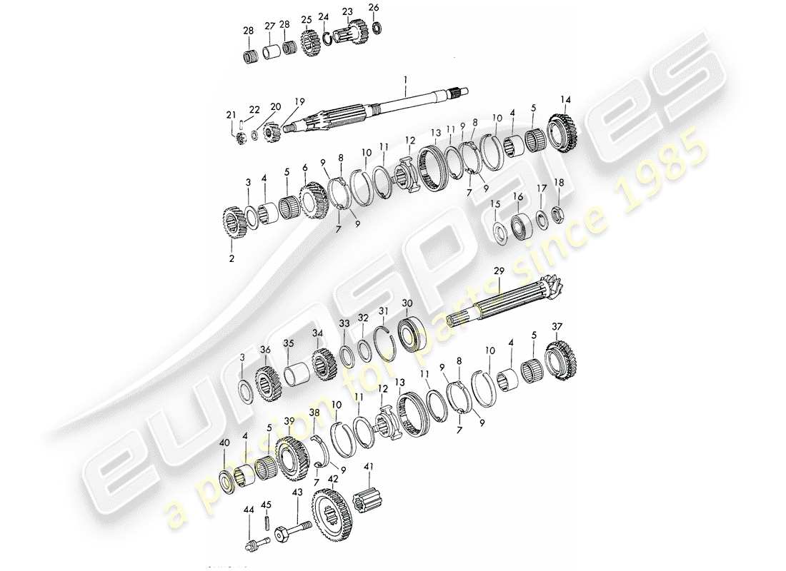 porsche 1969 (911/912) ingranaggi e alberi - sportomatic diagramma delle parti