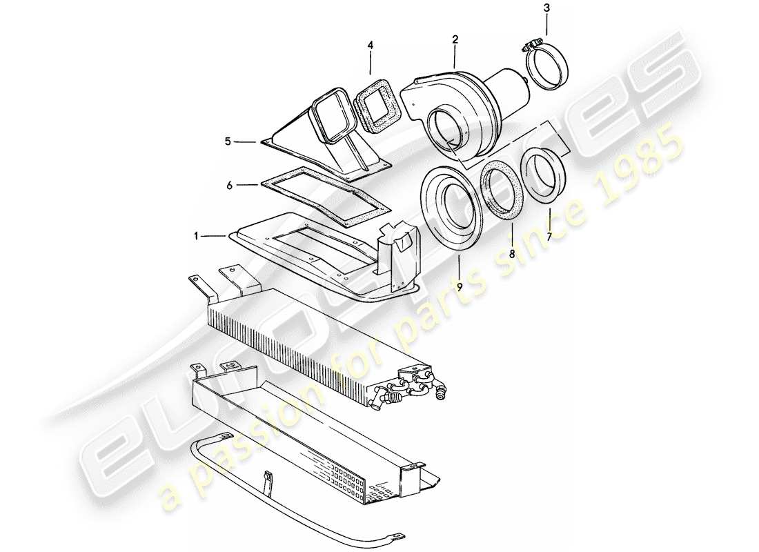 porsche 1987 (911) diagramma delle parti della ventola