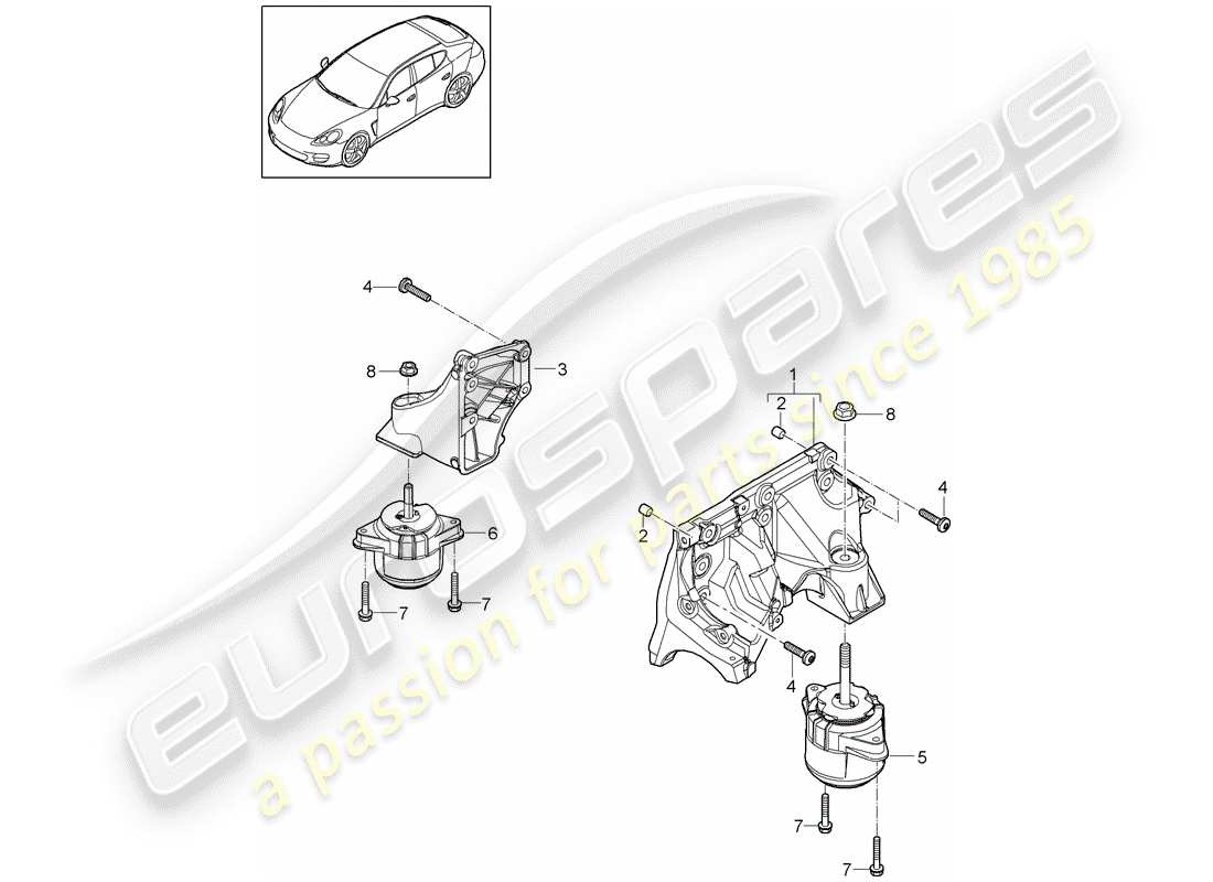 porsche 2014 (panamera 970) sospensione del motore diagramma delle parti