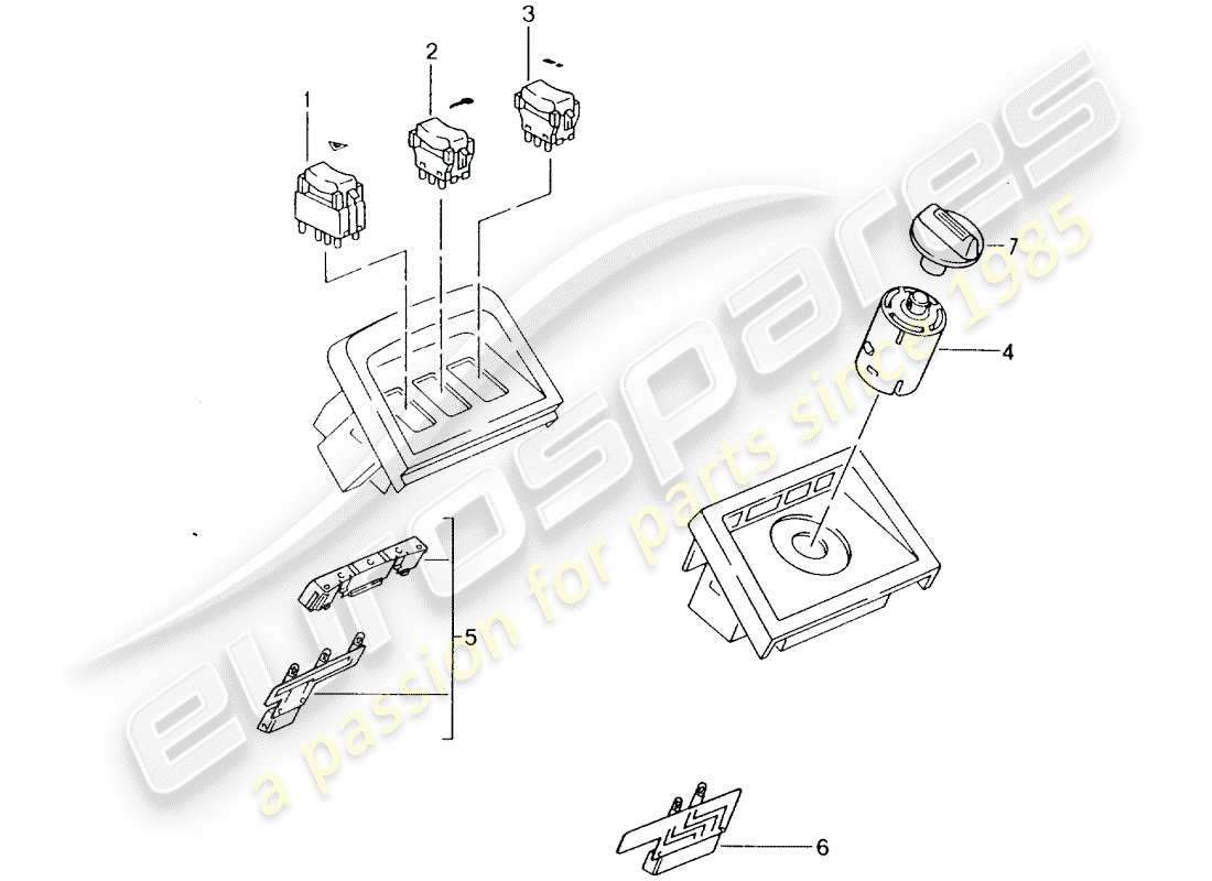 porsche 1990 (964) interruttore - console centrale diagramma delle parti