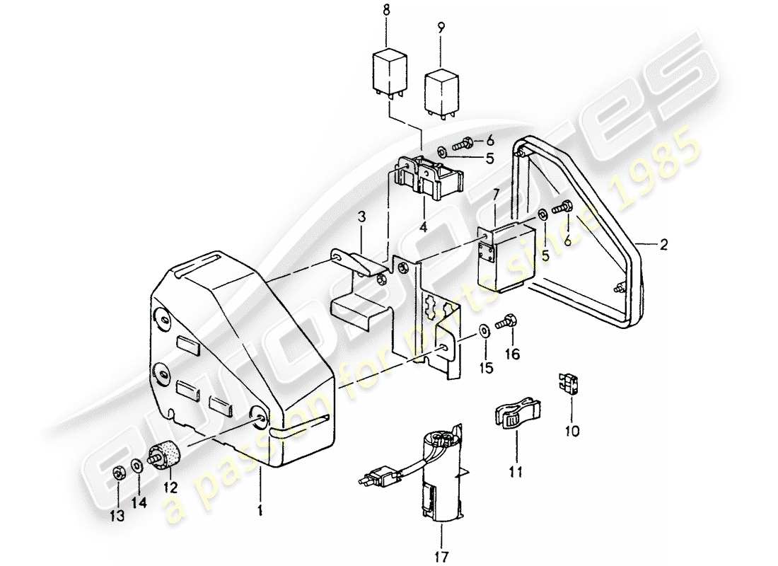 porsche 1992 (964) scatola fusibili/piastra relè - vano motore diagramma delle parti