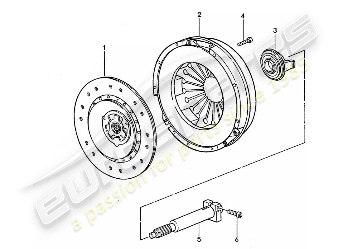 porsche 1995 (968) cambio manuale - frizione diagramma delle parti