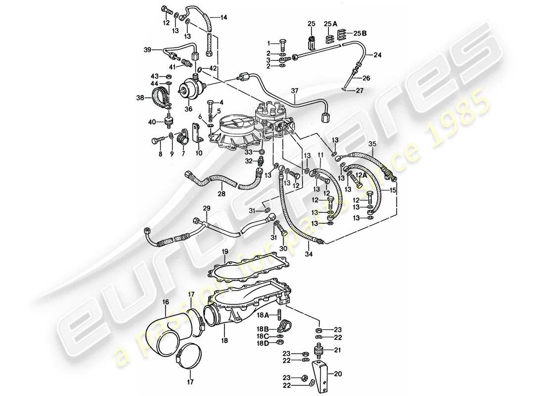 porsche 1987 (911) per - k-jetronic iii diagramma delle parti