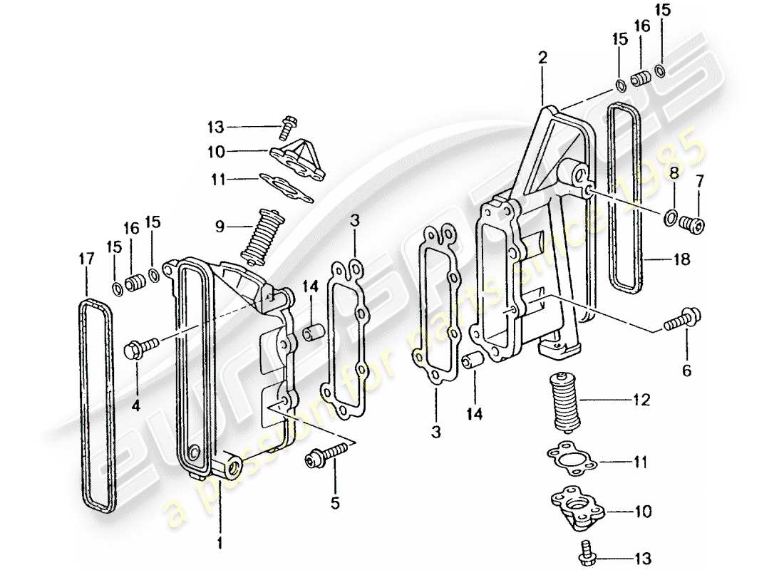 porsche 2003 (996 gt3) carter catena - tenditore - catena diagramma delle parti