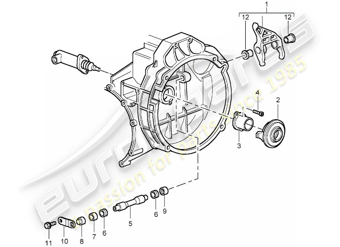 porsche 2003 (996 gt3) rilascio della frizione diagramma delle parti
