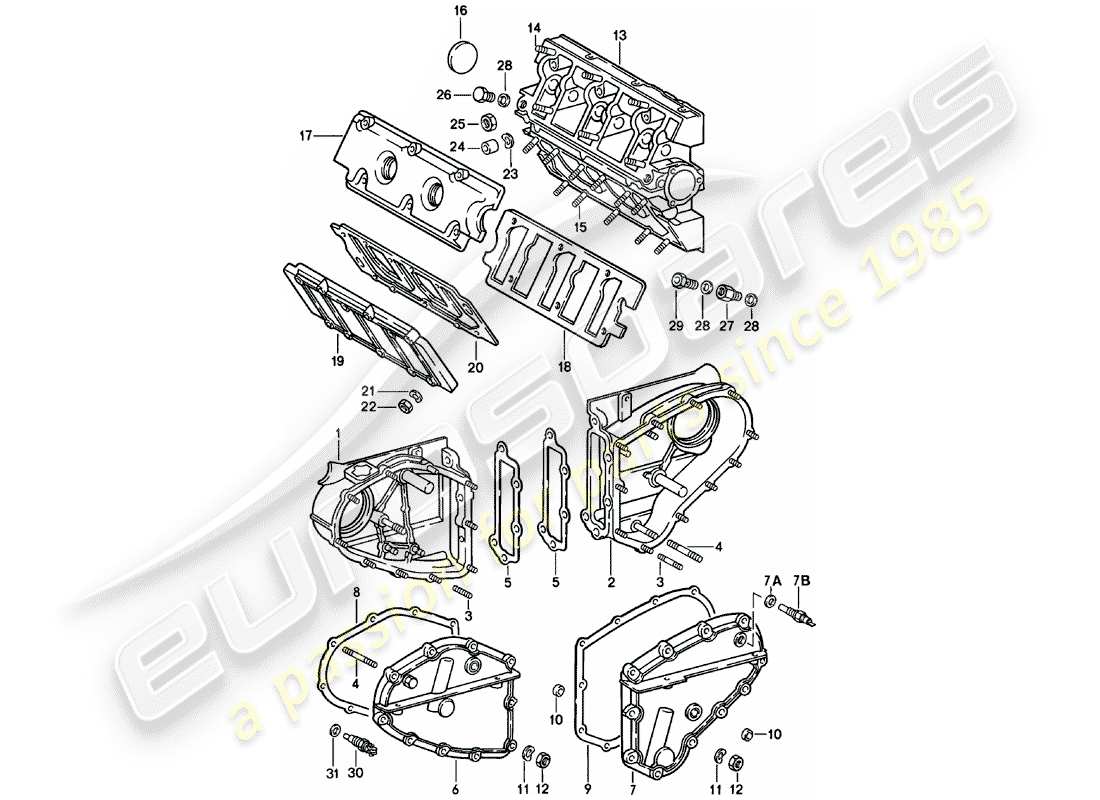 porsche 1978 (911) alloggiamento albero a camme - carter catena diagramma delle parti