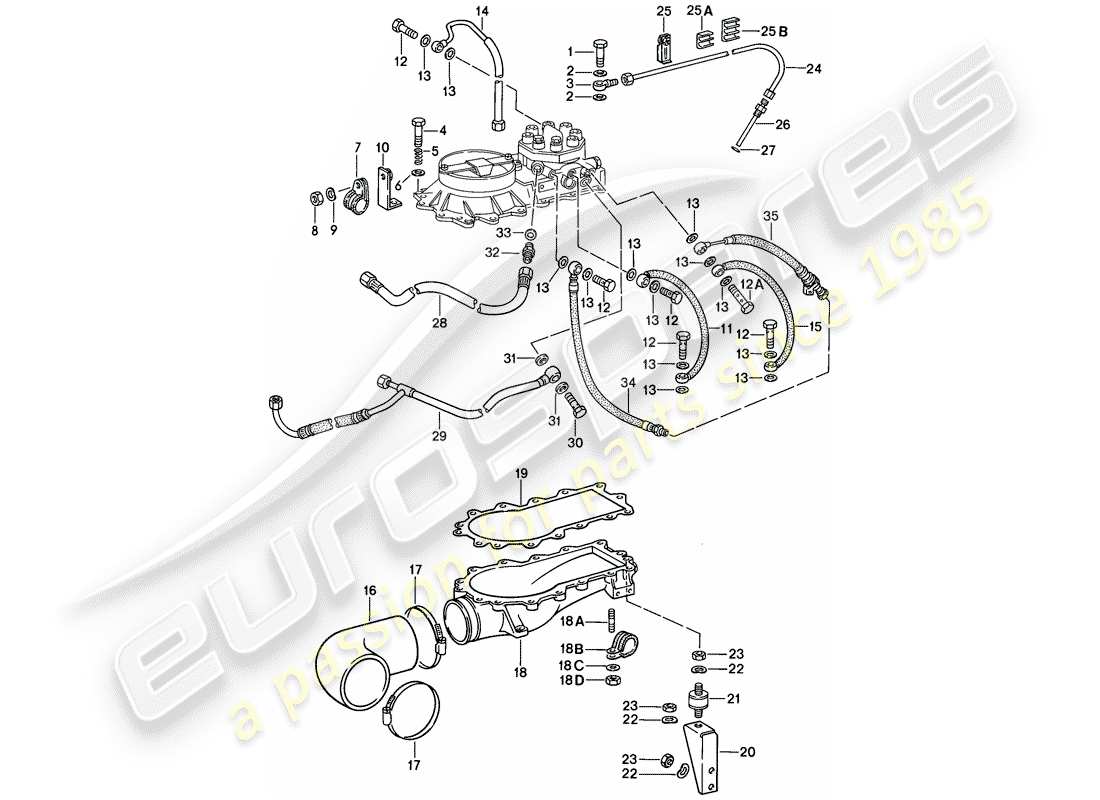 porsche 1985 (911) per - k-jetronic iii diagramma delle parti