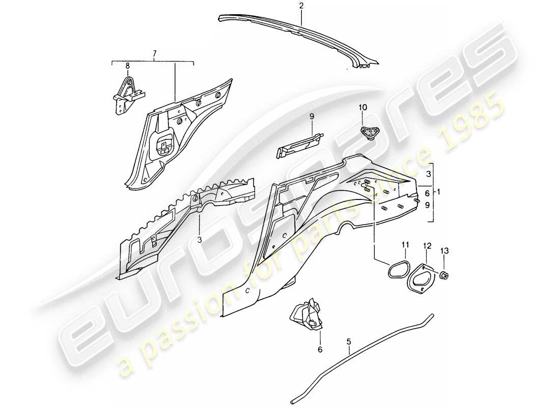 porsche 1994 (993) alloggiamento della ruota diagramma delle parti