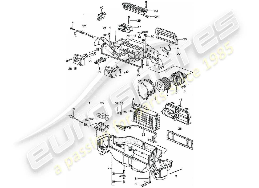 porsche 1994 (993) riscaldatore - condizionatore - parti singole diagramma delle parti