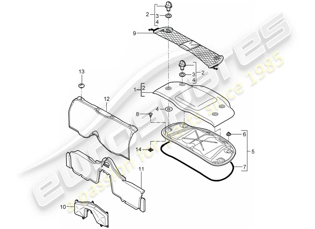 porsche 2008 (987 boxster) finiture diagramma delle parti