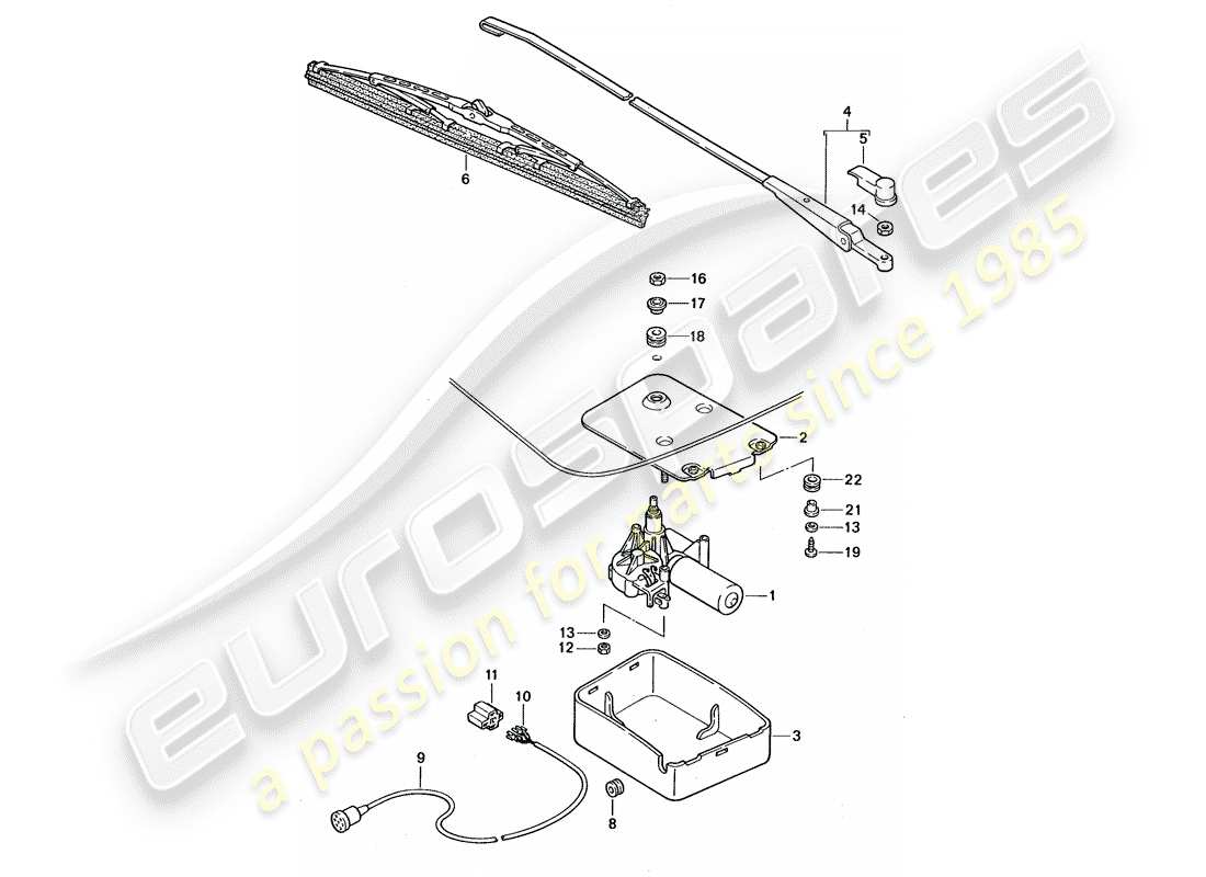 porsche 1994 (968) tergicristallo posteriore diagramma delle parti