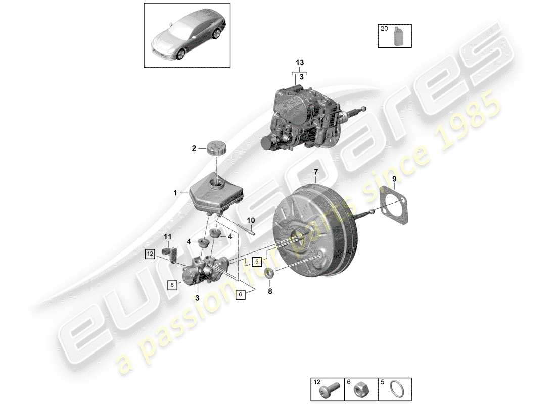 porsche 2020 (panamera 971-1) pompa freno diagramma delle parti