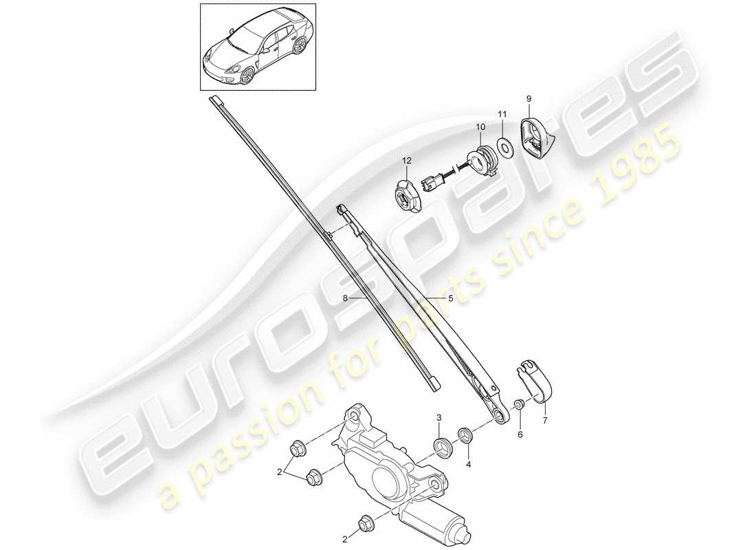 porsche 2011 (panamera 970) tergicristallino posteriore schema delle parti