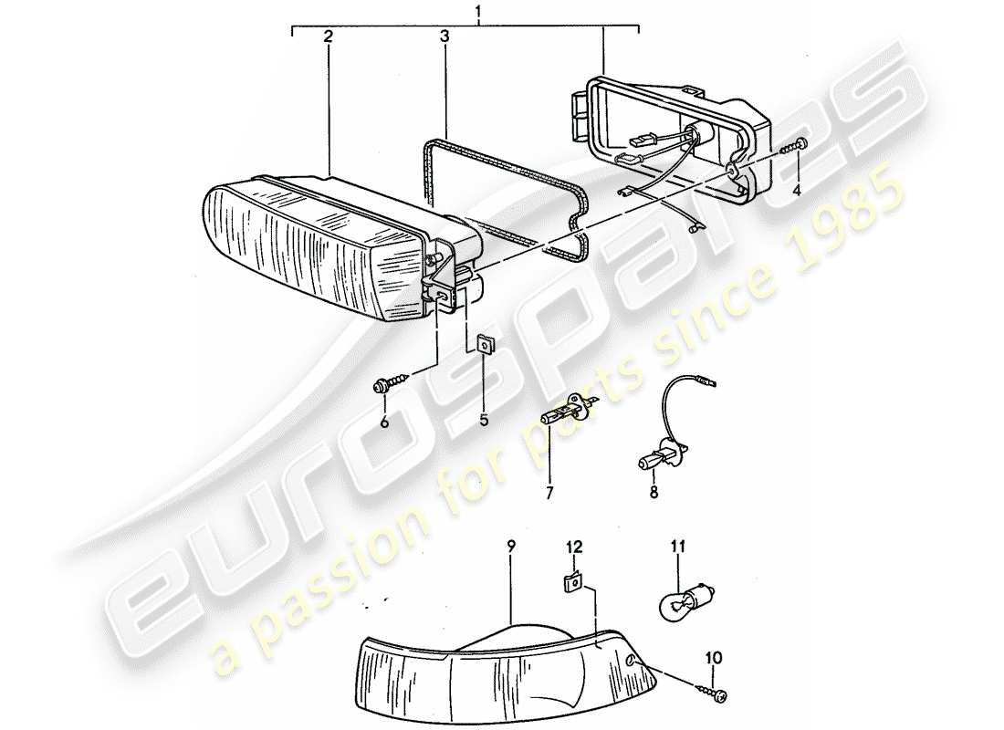 porsche 1994 (968) faro aggiuntivo - indicatore di direzione diagramma delle parti