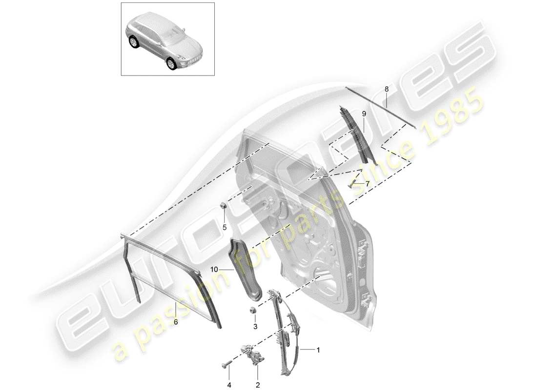 porsche 2017 (macan) regolatore della finestra diagramma delle parti