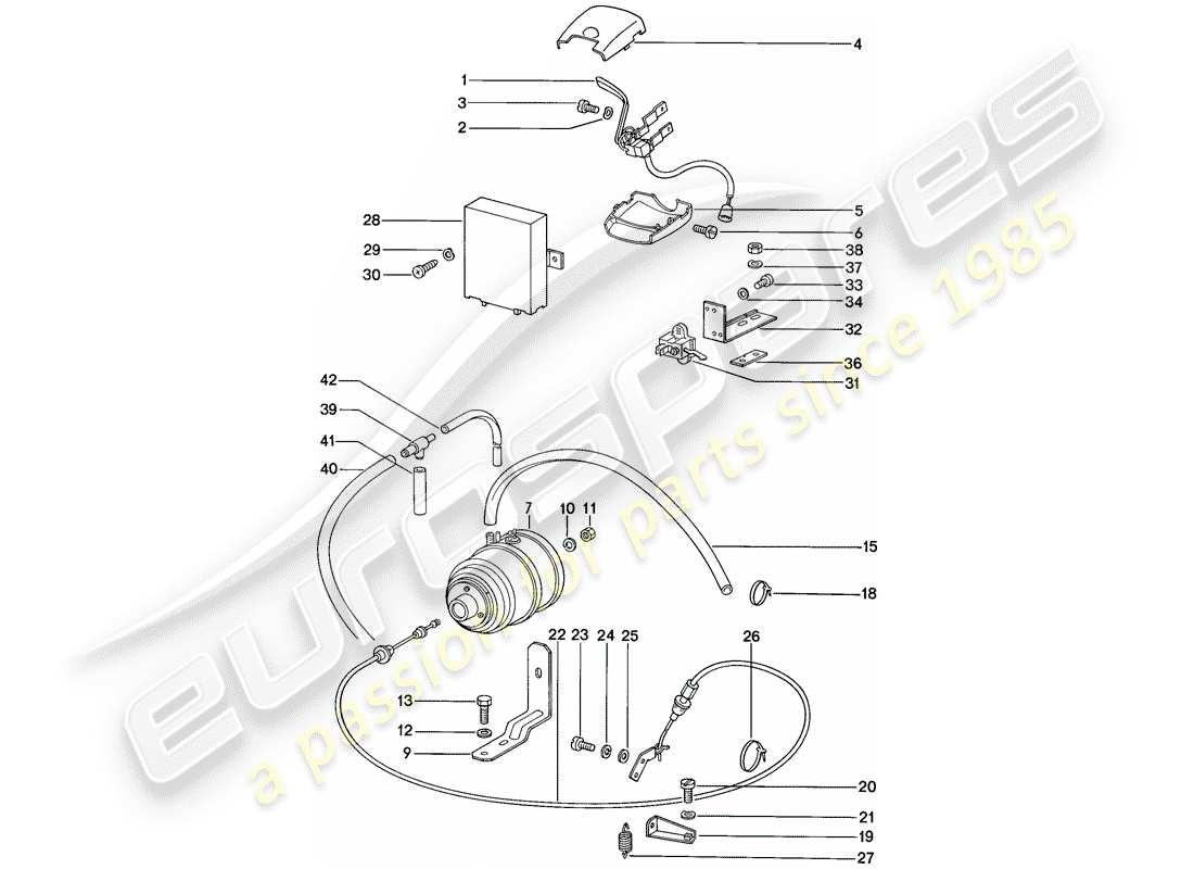 porsche 1987 (911) sistema di cruise control - d - mj 1987>> - mj 1987 diagramma delle parti