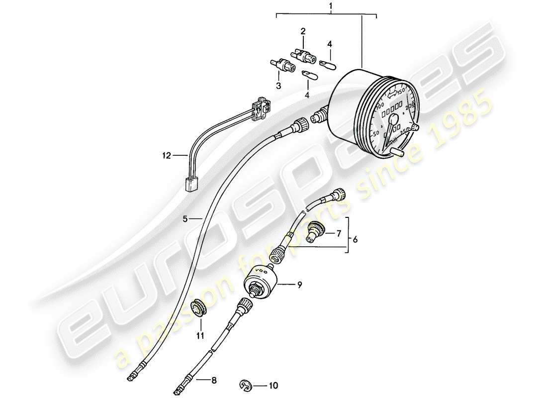 porsche 1982 (944) tachimetro diagramma delle parti