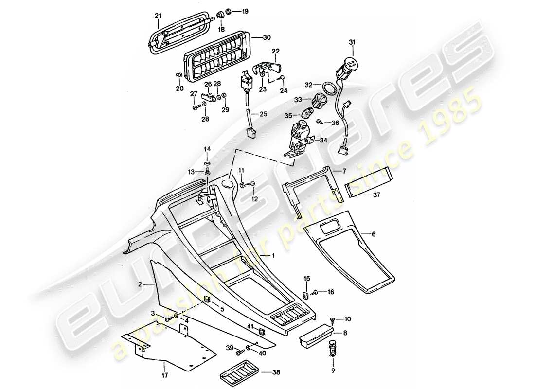 porsche 1994 (928) console centrale diagramma delle parti