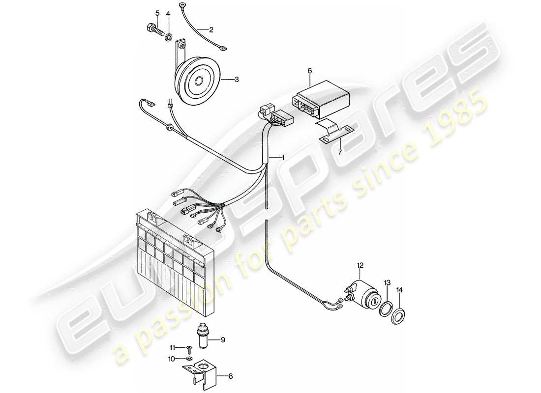 porsche 1984 (944) sistema d'allarme diagramma delle parti